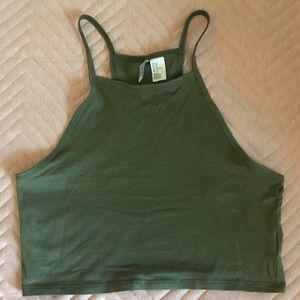 Forever 21 Navy Green High Neck Crop Top